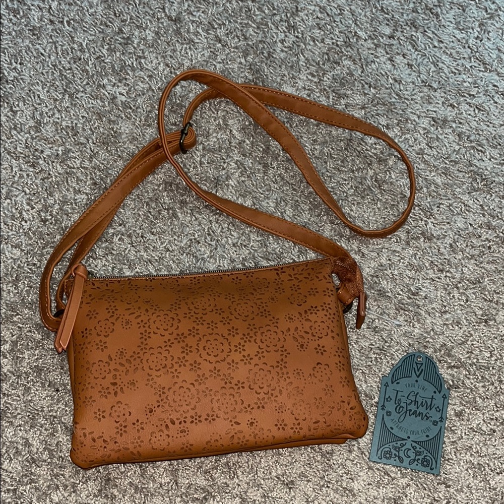 Brown Floral Crossbody Bag